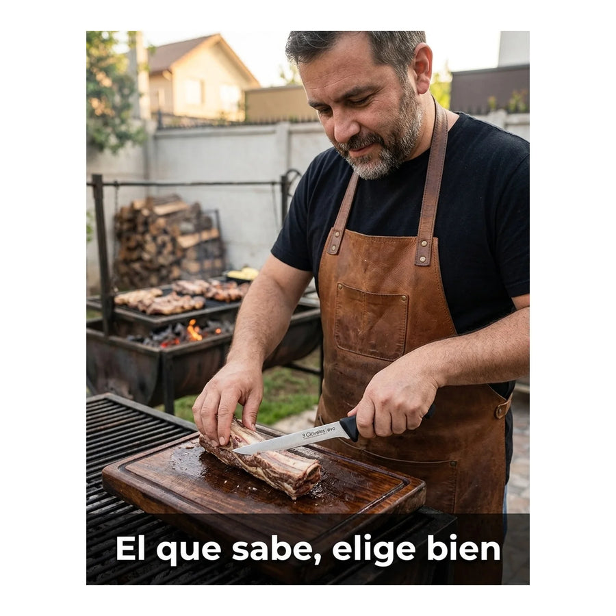 Cuchillo De Cocina 15cm Deshuesar 3 Claveles Evo Acero Color Gris + Grabado Personalizado