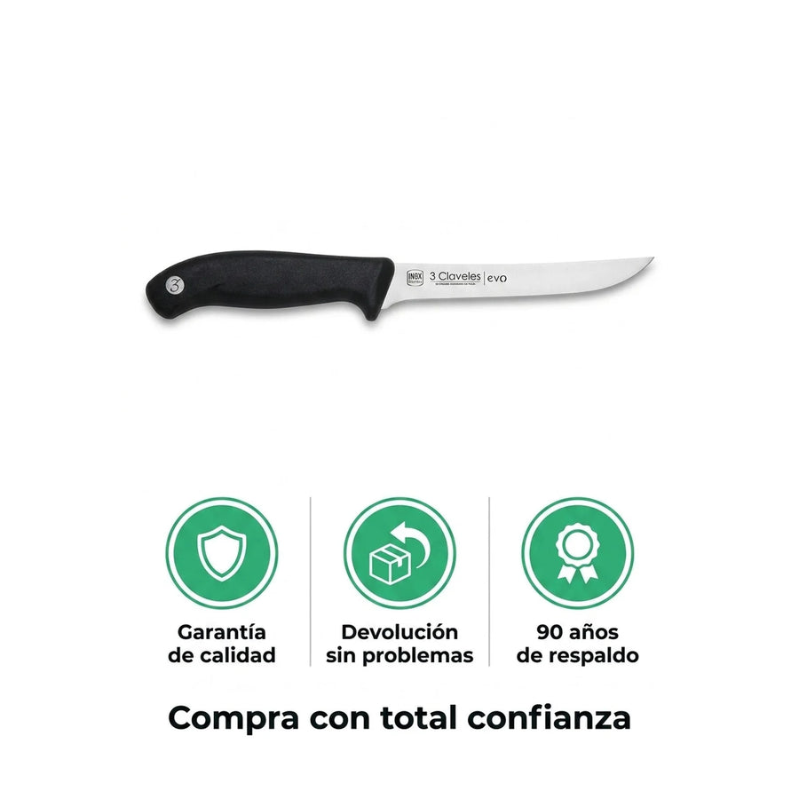 Cuchillo De Cocina 15cm Deshuesar 3 Claveles Evo Acero Color Gris + Grabado Personalizado