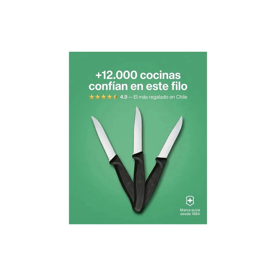 Cuchillo Dentado Victorinox Negro Hoja 8.5 Cm 6.7433hoja + Grabado Personalizado