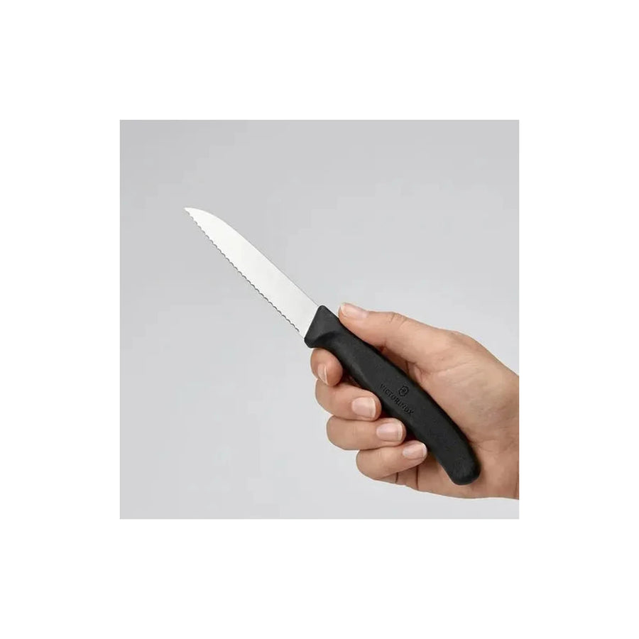Cuchillo Dentado Victorinox Negro Hoja 8.5 Cm 6.7433hoja + Grabado Personalizado