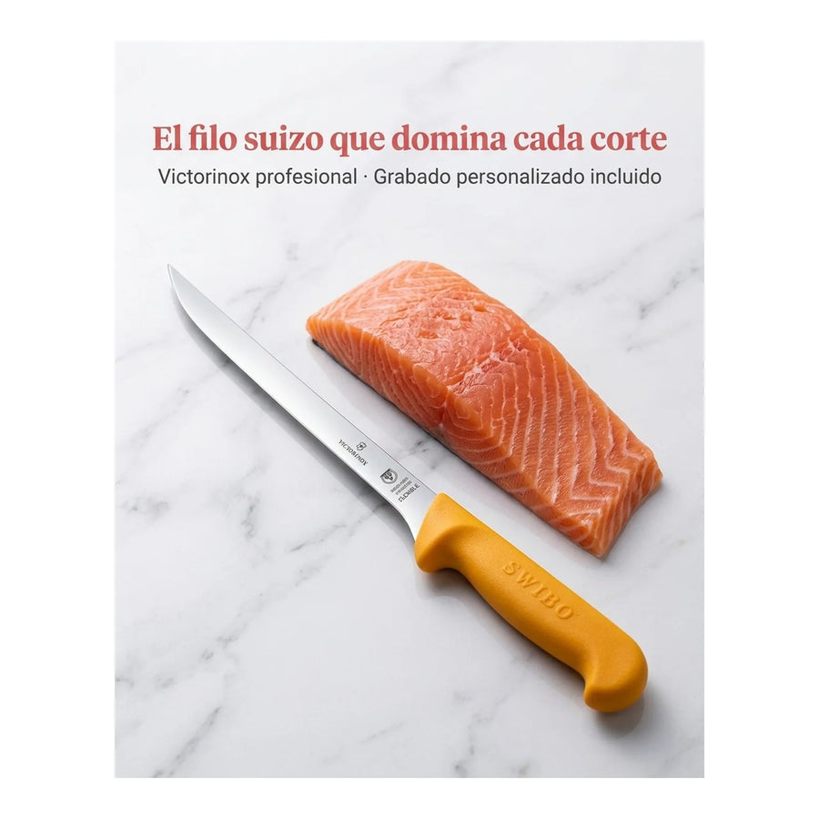 Cuchillo Fileteador Pescado Swibo Victorinox 5.8450.20 + Grabado Personalizado