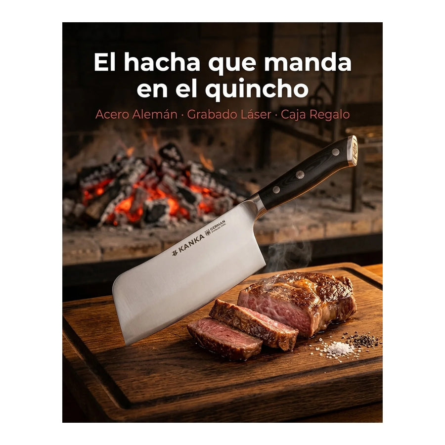 Cuchillo Hacha Acero Alemán + Grabado Personalizado