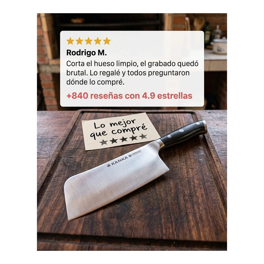 Cuchillo Hacha Acero Alemán + Grabado Personalizado