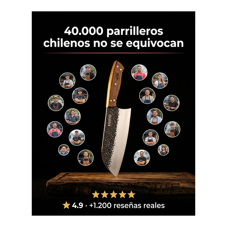 Cuchillo Machete Panguipulli Martillado Kangkawe + Grabado Personalizado