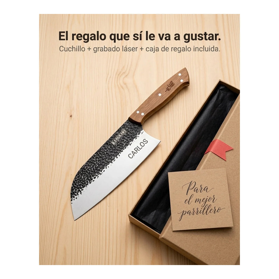 Cuchillo Machete Panguipulli Martillado Kangkawe + Grabado Personalizado