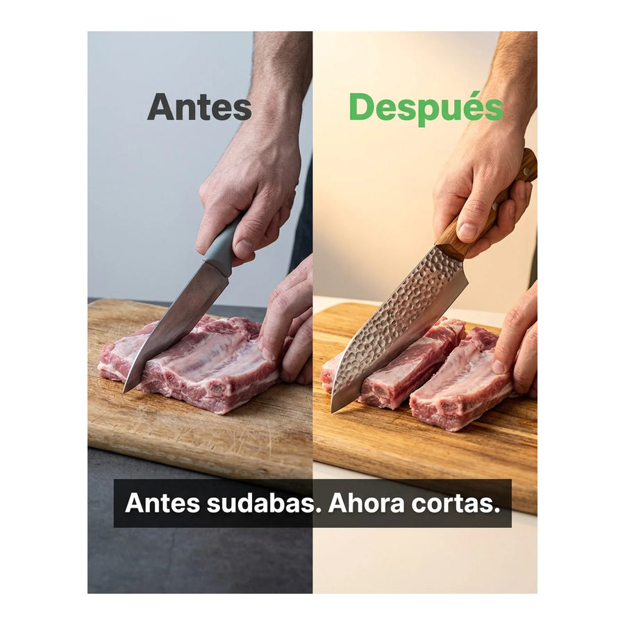 Cuchillo Machete Martillado Grilltech Premium Asado Cocina + Grabado Personalizado