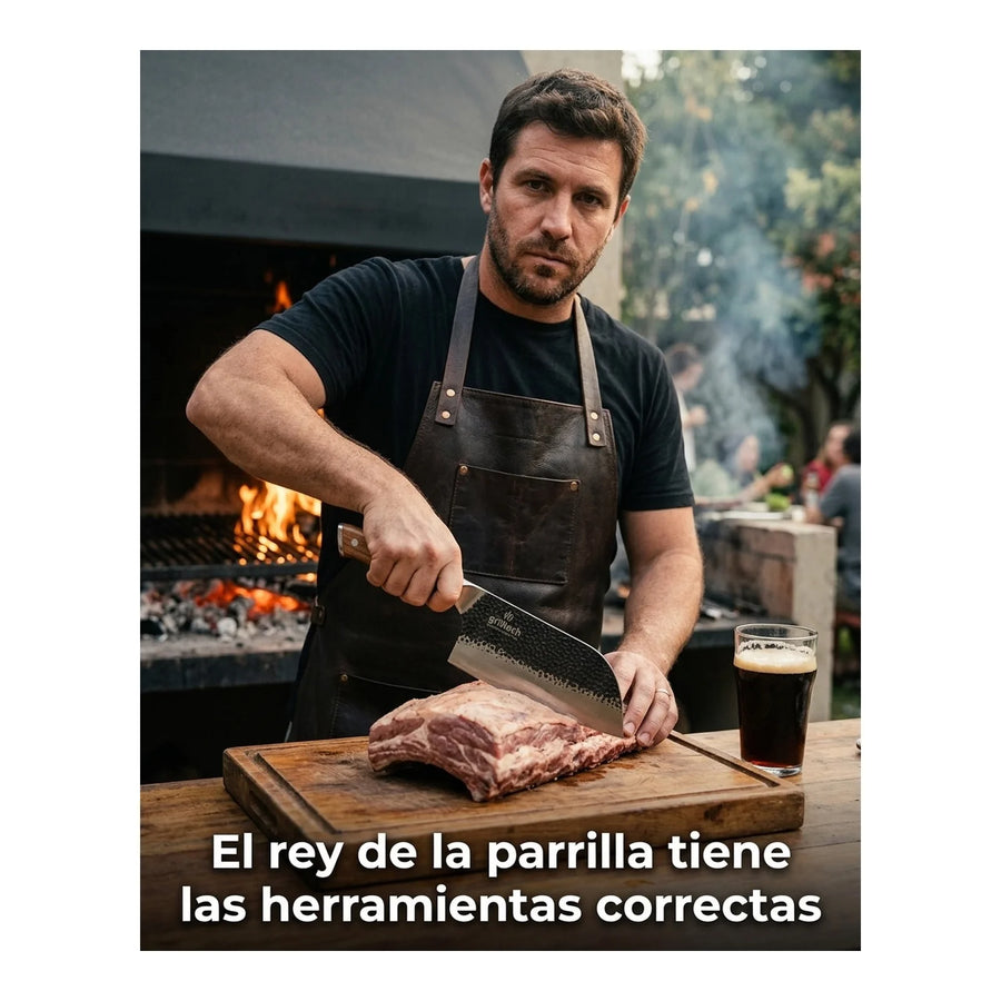 Cuchillo Machete Martillado Grilltech Premium Asado Cocina + Grabado Personalizado