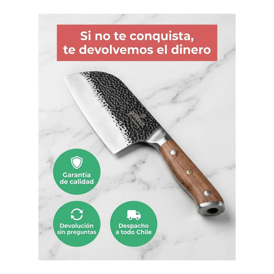 Cuchillo Machete Martillado Grilltech Premium Asado Cocina + Grabado Personalizado