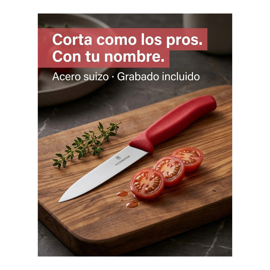 Cuchillo Mondador Victorinox Rojo 6.7701 Hoja 10cm + Grabado Personalizado