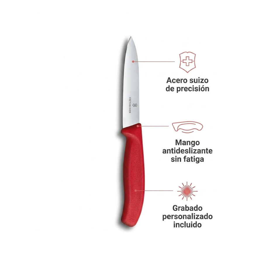 Cuchillo Mondador Victorinox Rojo 6.7701 Hoja 10cm + Grabado Personalizado
