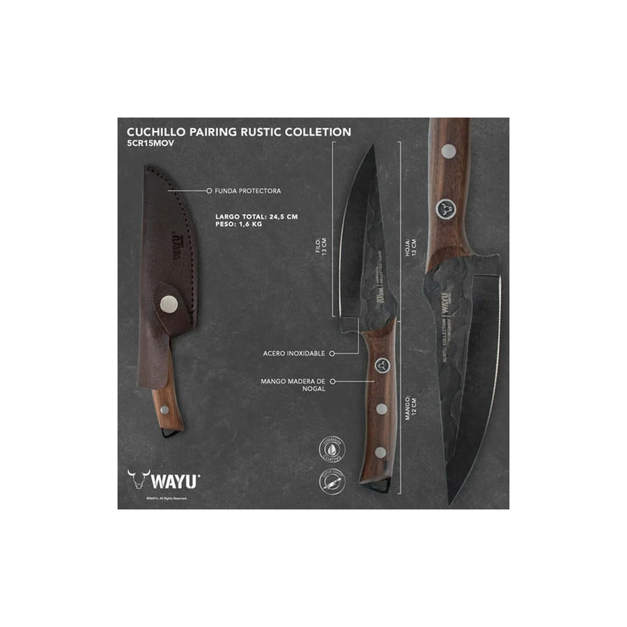 Cuchillo Pairing Wayu con Funda Rustic Collection + Grabado
