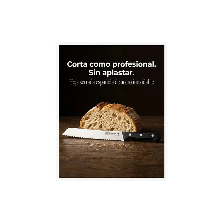 Cuchillo Panero 20cm 3 Claveles Sierra Reposteria + Grabado Personalizado