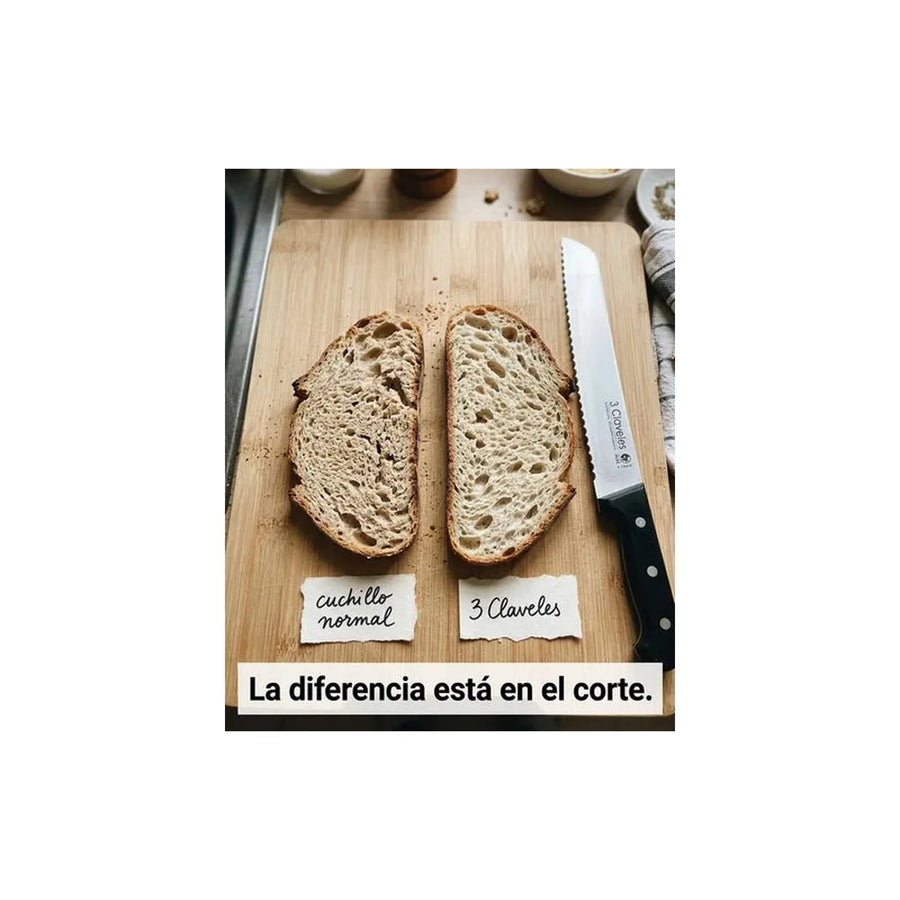Cuchillo Panero 20cm 3 Claveles Sierra Reposteria + Grabado Personalizado