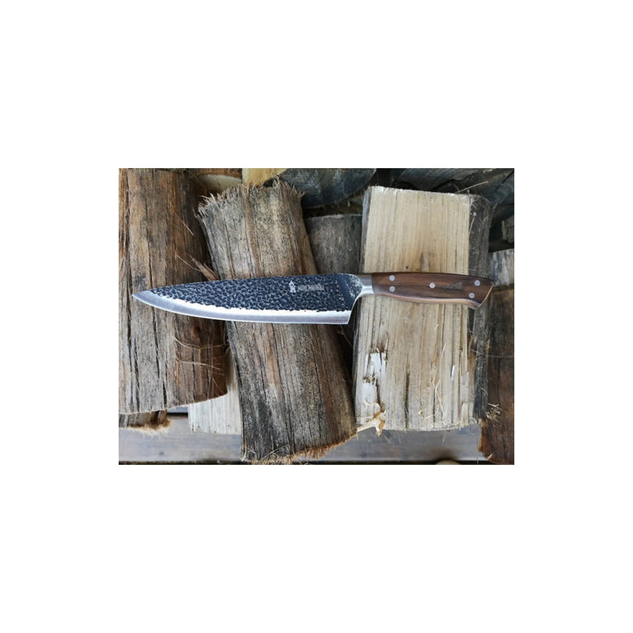 Cuchillo parrillero Curacaví martillado Kangkawe listo para usar en el quincho
