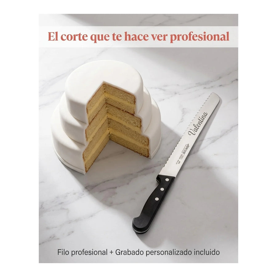 Cuchillo Pastelero 30cm Universal Arcos Repostería Tortas + Grabado Personalizado