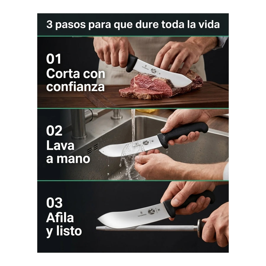 Cuchillo Safety Nose Victorinox Fibrox Hoja 18cm 5.7403.18l + Grabado Personalizado