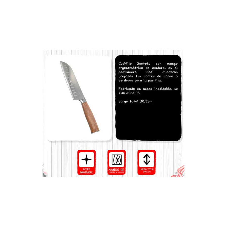 Cuchillo Santoku Grilltech Acero Inoxidable + Grabado Personalizado