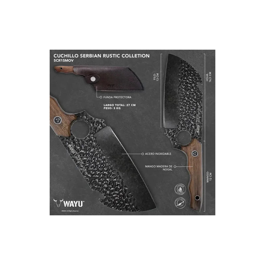 Cuchillo Serbian Wayu con Funda Rustic Collection + Grabado