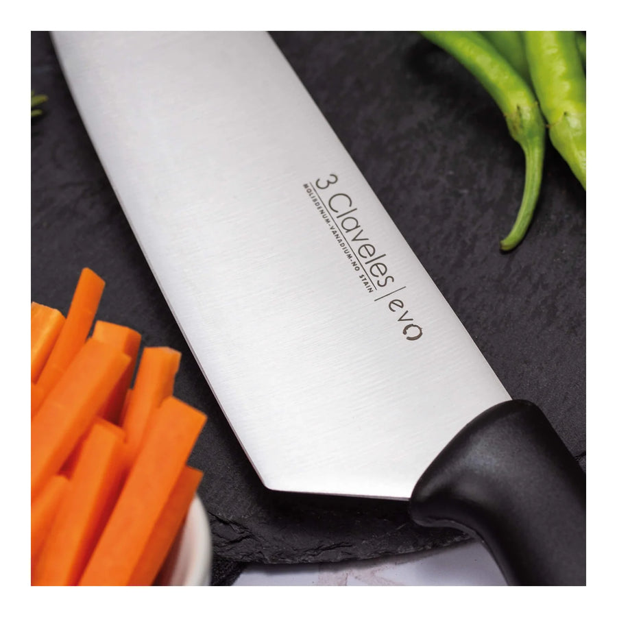 Cuchillo Tres Claveles Cocinero Evo 20 Cms 1357 Color Negro + Grabado Personalizado