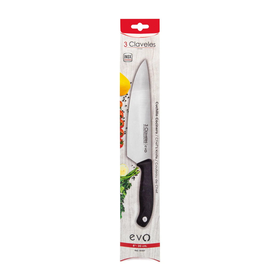 Cuchillo Tres Claveles Cocinero Evo 20 Cms 1357 Color Negro + Grabado Personalizado