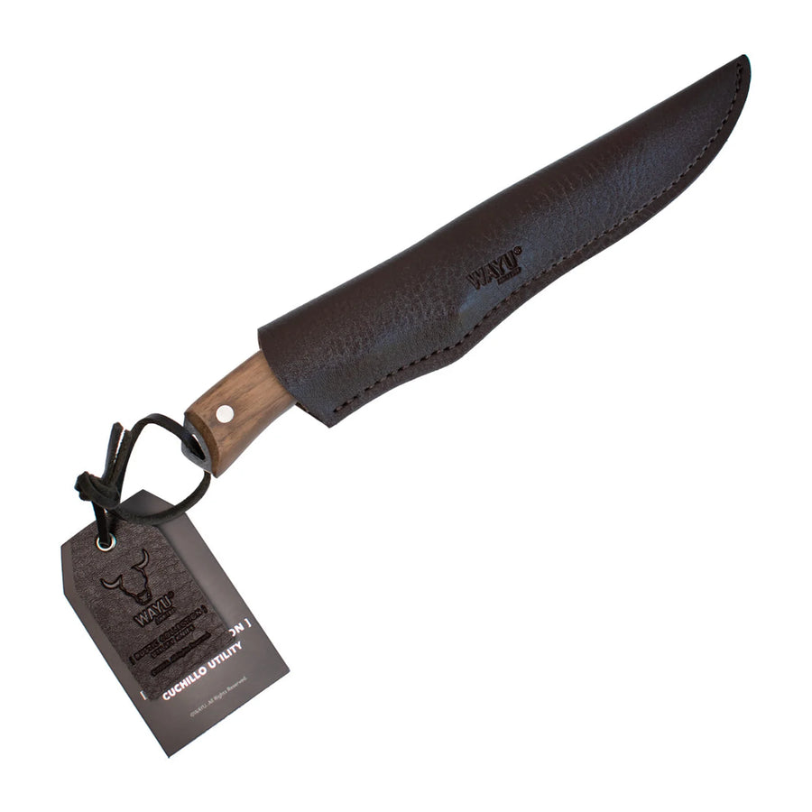 Cuchillo Utility Wayu con Funda Rustic Collection + Grabado Personalizado