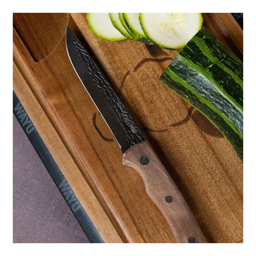 Cuchillo Utility Wayu con Funda Rustic Collection + Grabado Personalizado