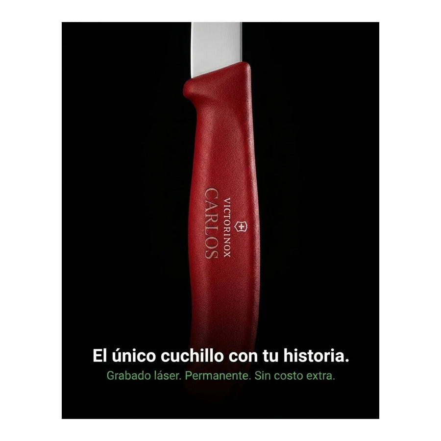 Cuchillo Verdura Puntiagudo Victorinox Rojo 6.7601 Hoja8cm + Grabado Personalizado
