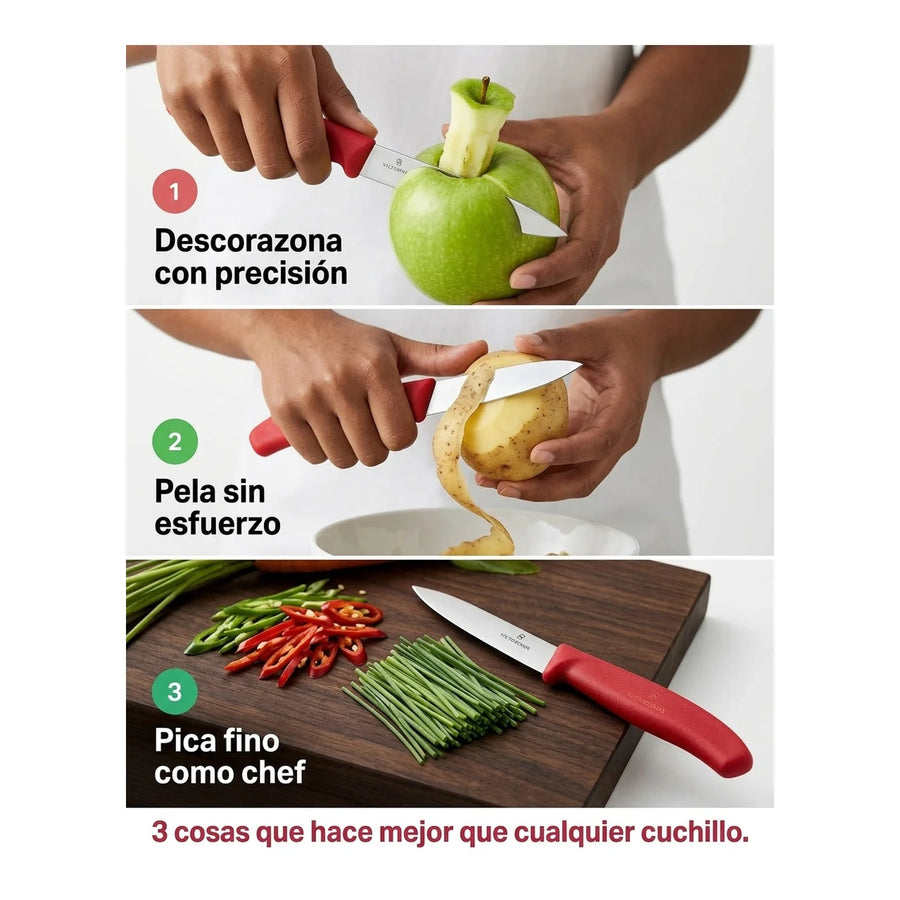 Cuchillo Verdura Puntiagudo Victorinox Rojo 6.7601 Hoja8cm + Grabado Personalizado