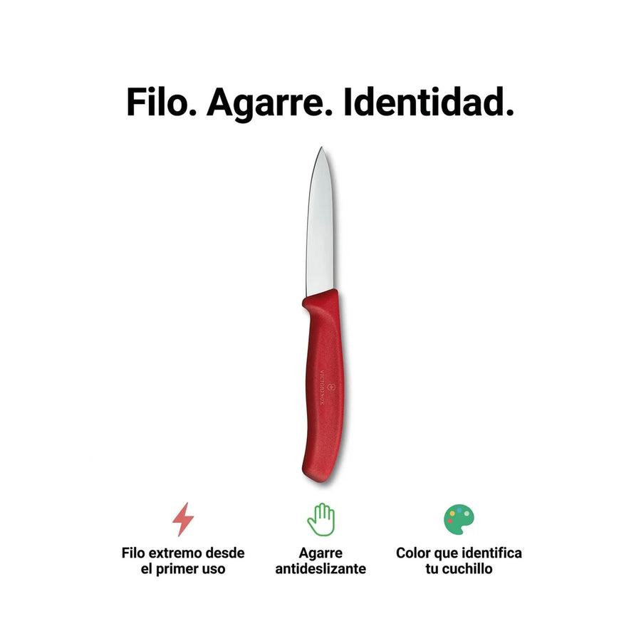 Cuchillo Verdura Puntiagudo Victorinox Rojo 6.7601 Hoja8cm + Grabado Personalizado