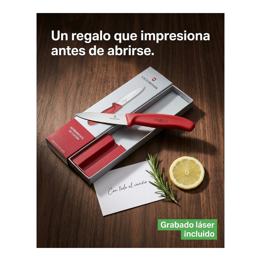 Cuchillo Verdura Puntiagudo Victorinox Rojo 6.7601 Hoja8cm + Grabado Personalizado