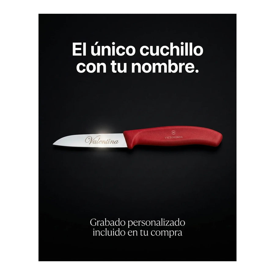 Cuchillo Verdura Victorinox Rojo 6.7401 Hoja Recta 8cm + Grabado Personalizado