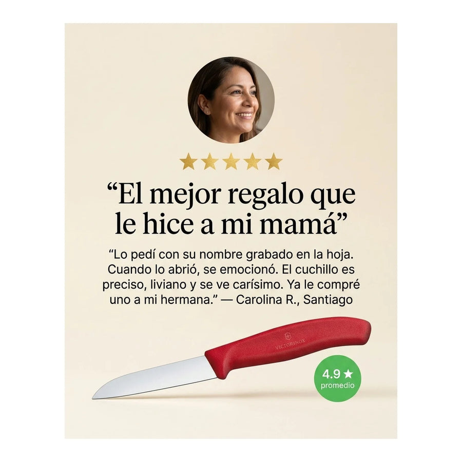 Cuchillo Verdura Victorinox Rojo 6.7401 Hoja Recta 8cm + Grabado Personalizado