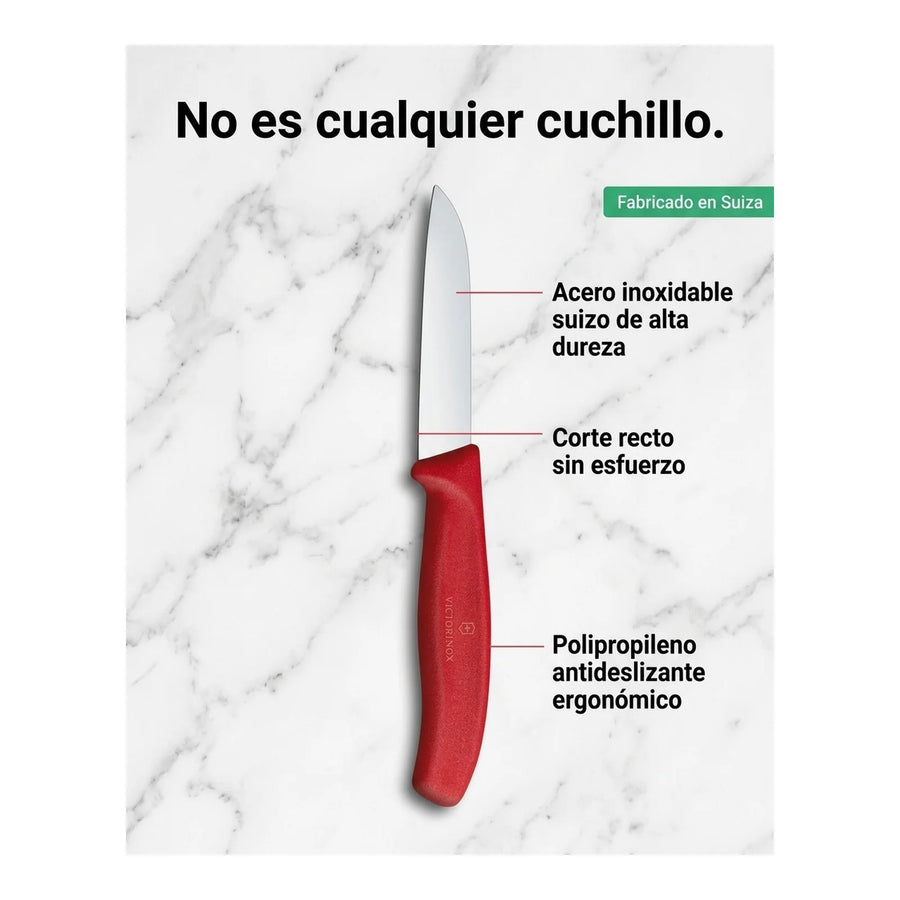 Cuchillo Verdura Victorinox Rojo 6.7401 Hoja Recta 8cm + Grabado Personalizado