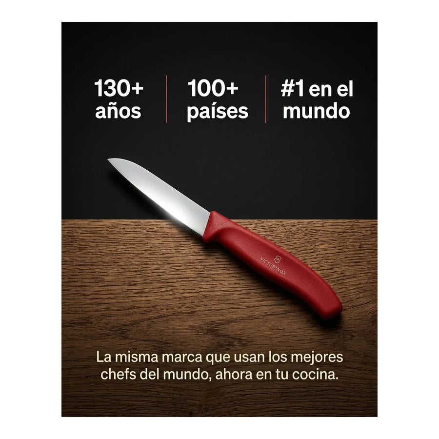 Cuchillo Verdura Victorinox Rojo 6.7401 Hoja Recta 8cm + Grabado Personalizado