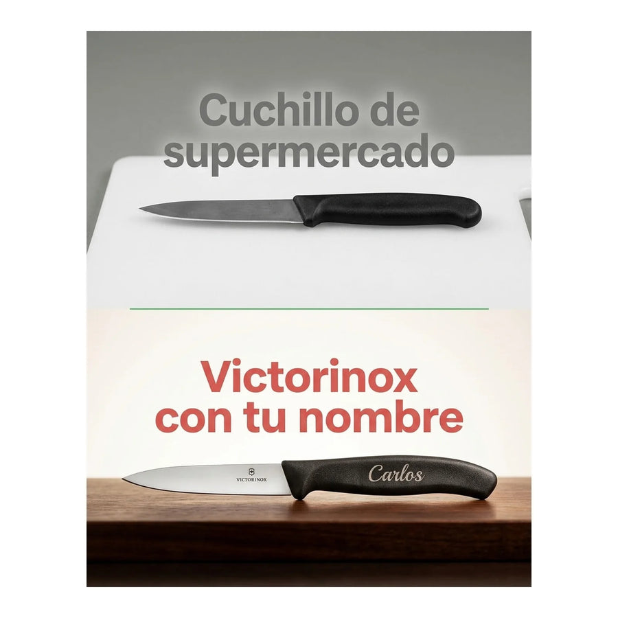 Cuchillo Verdura Victorinox Swiss Classic Negro 6.7603 8cm + Grabado Personalizado