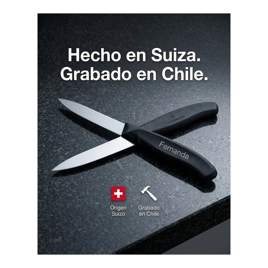 Cuchillo Verdura Victorinox Swiss Classic Negro 6.7603 8cm + Grabado Personalizado