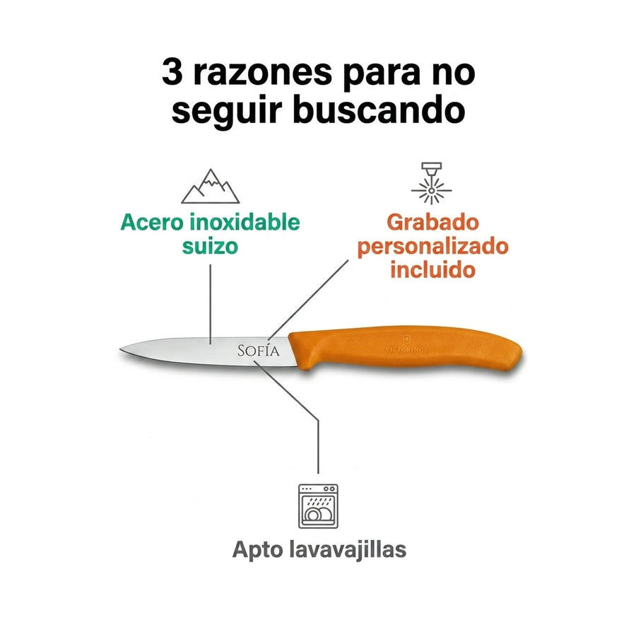 Cuchillo Verdura Victorinox Swiss Classic Naranj 6.7606.l119 + Grabado Personalizado