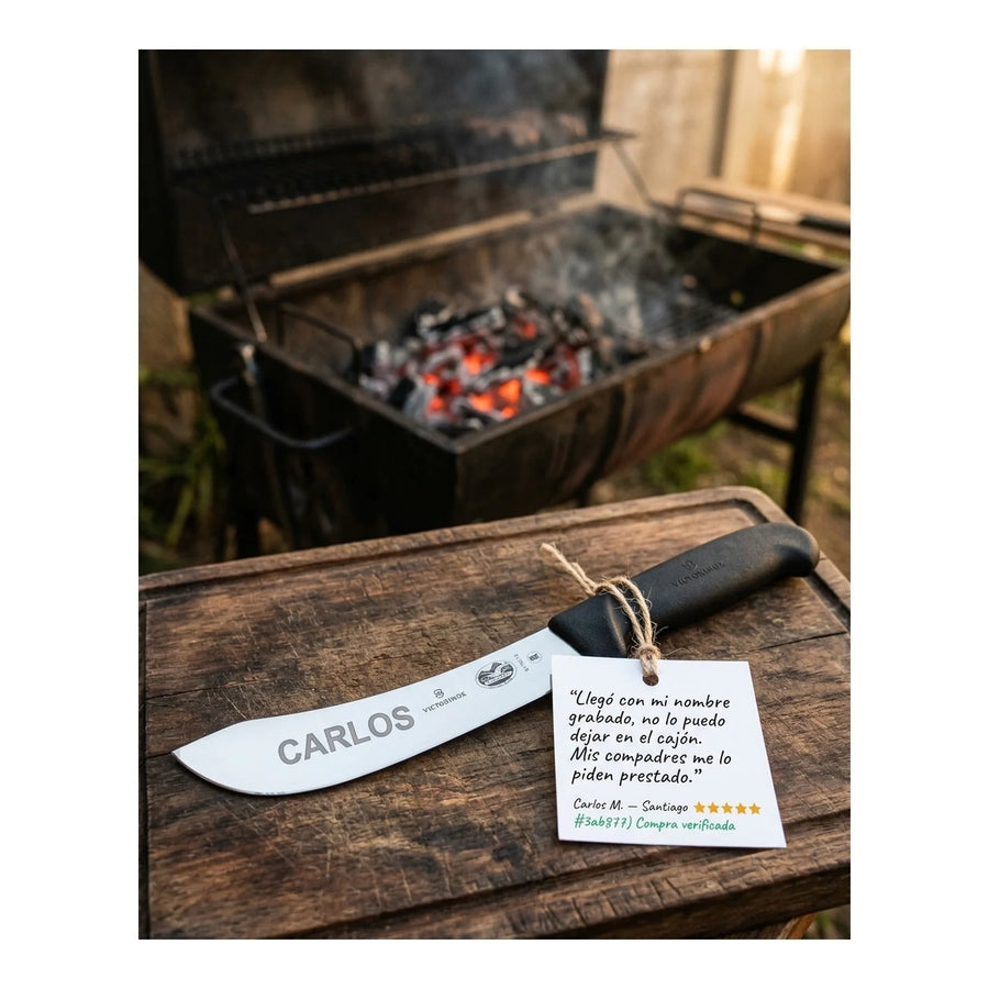 Cuchillo Victorinox Carnicero 5.7703.18 18cm Negro Fibrox + Grabado Personalizado
