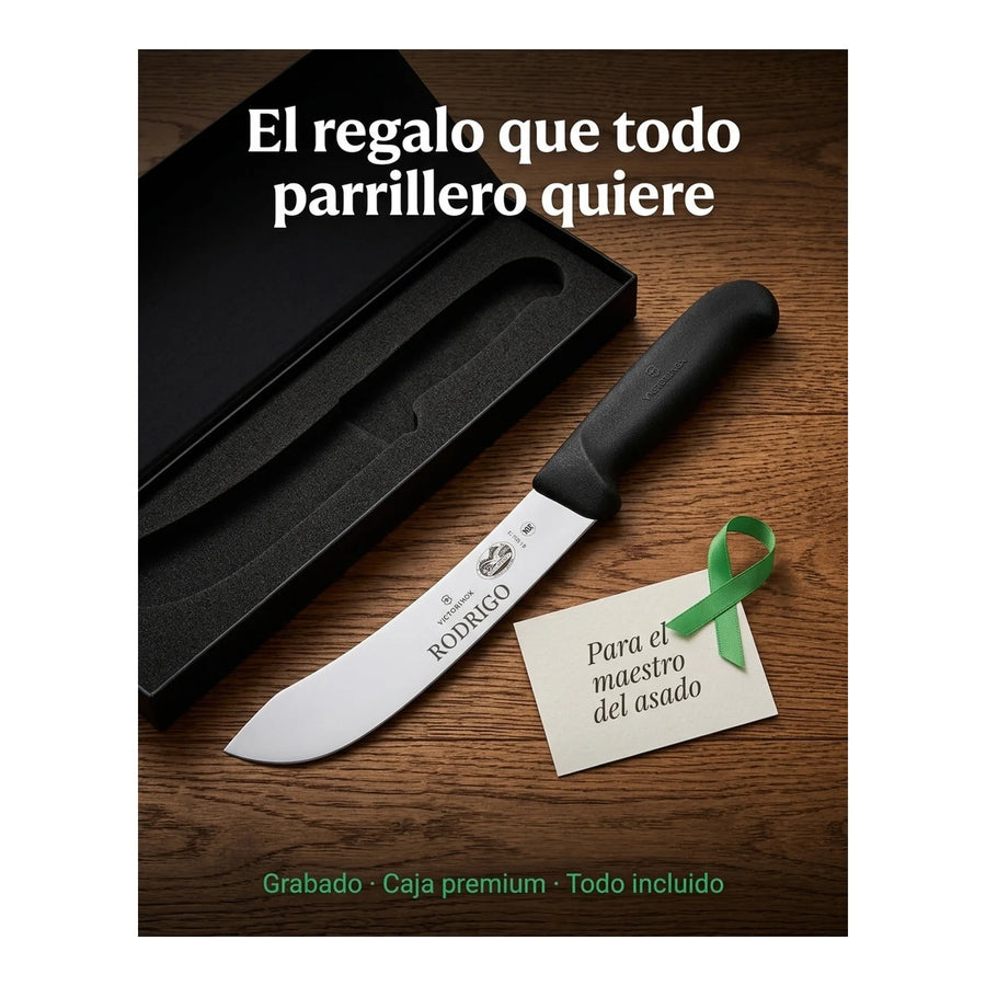 Cuchillo Victorinox Carnicero 5.7703.18 18cm Negro Fibrox + Grabado Personalizado