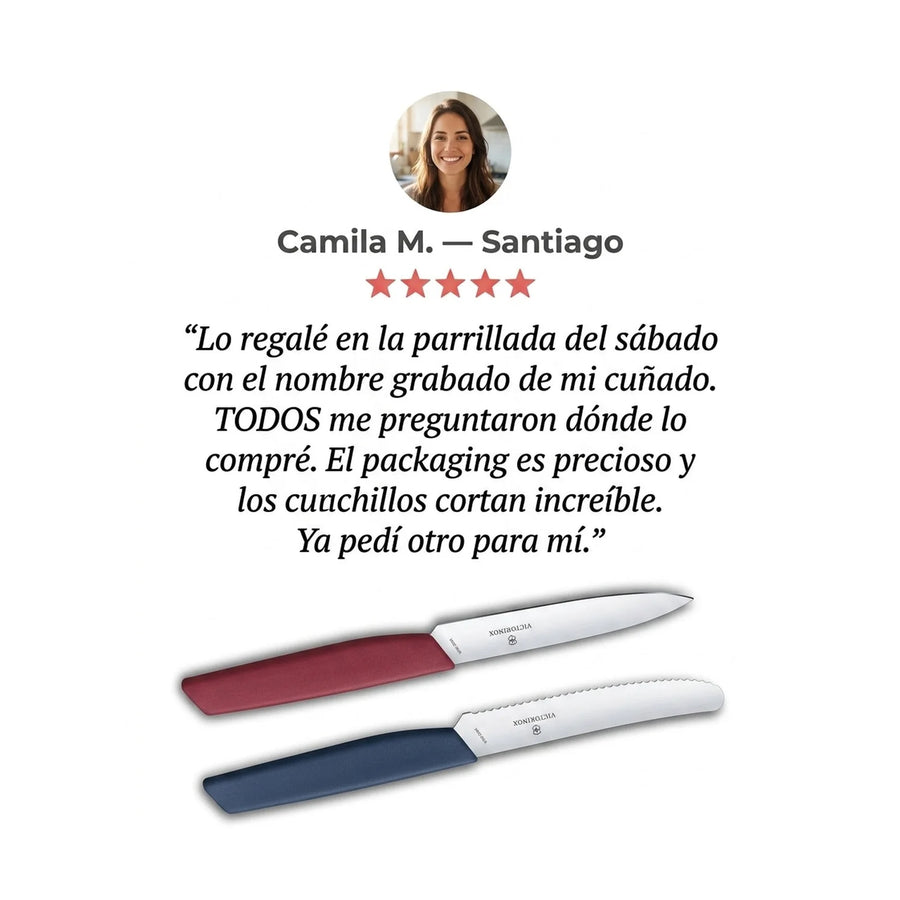 Cuchillos Swiss Modern Trend Colors 6.9096.2l1 Victorinox + Grabado Personalizado