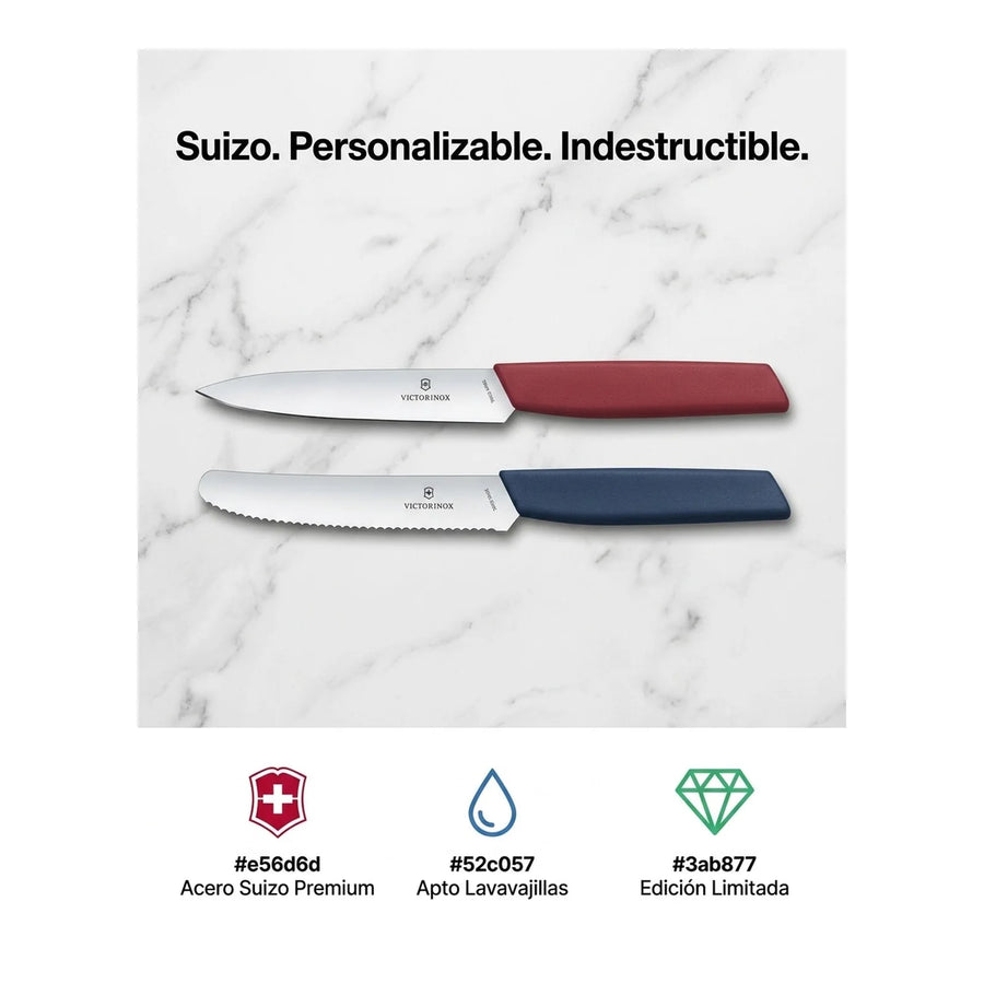 Cuchillos Swiss Modern Trend Colors 6.9096.2l1 Victorinox + Grabado Personalizado