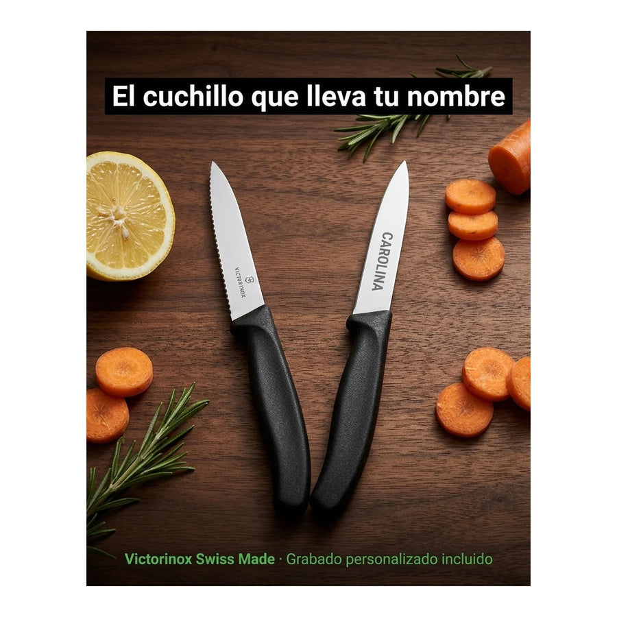 Cuchillos Verdura Color Negro. Hoja 10cm Victorinox 6.7793.b + Grabado Personalizado