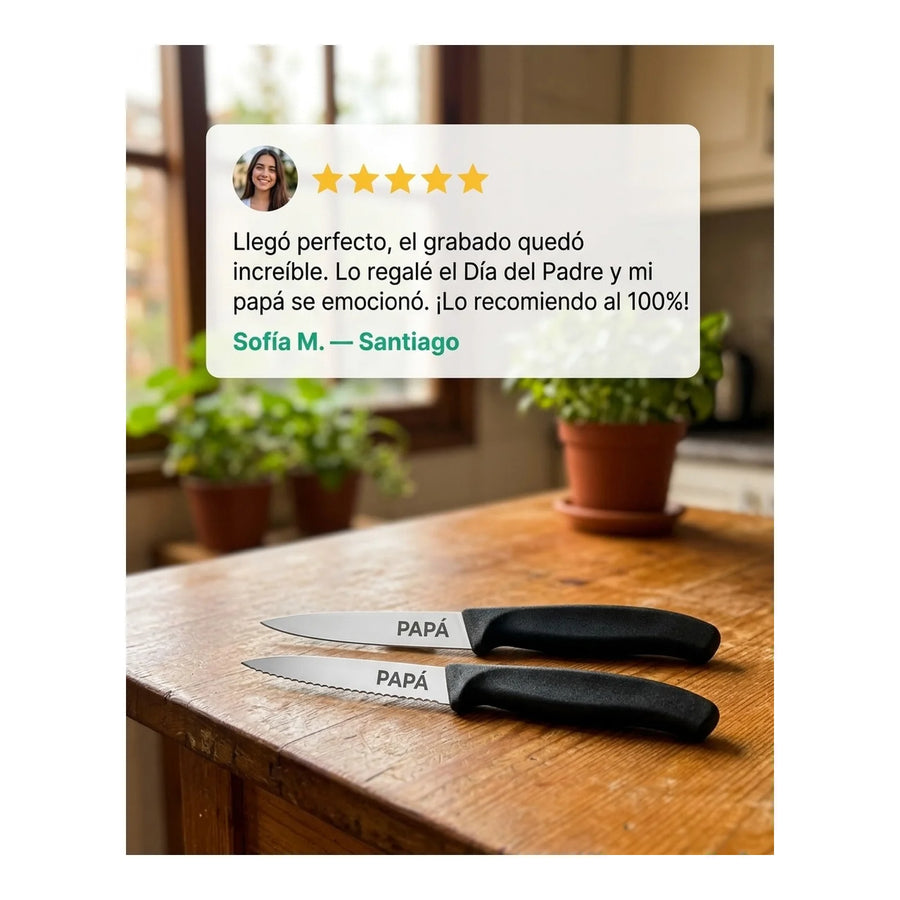 Cuchillos Verdura Color Negro. Hoja 10cm Victorinox 6.7793.b + Grabado Personalizado