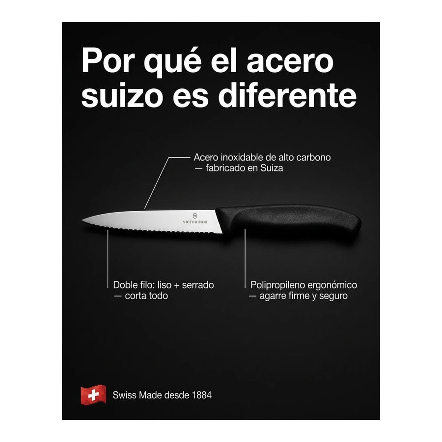 Cuchillos Verdura Color Negro. Hoja 10cm Victorinox 6.7793.b + Grabado Personalizado
