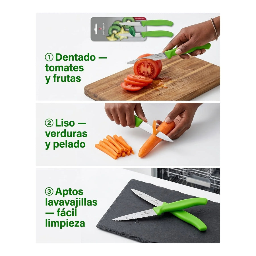 Cuchillos Verdura Dentado Verde Victorinox 6.7636.l114b + Grabado Personalizado