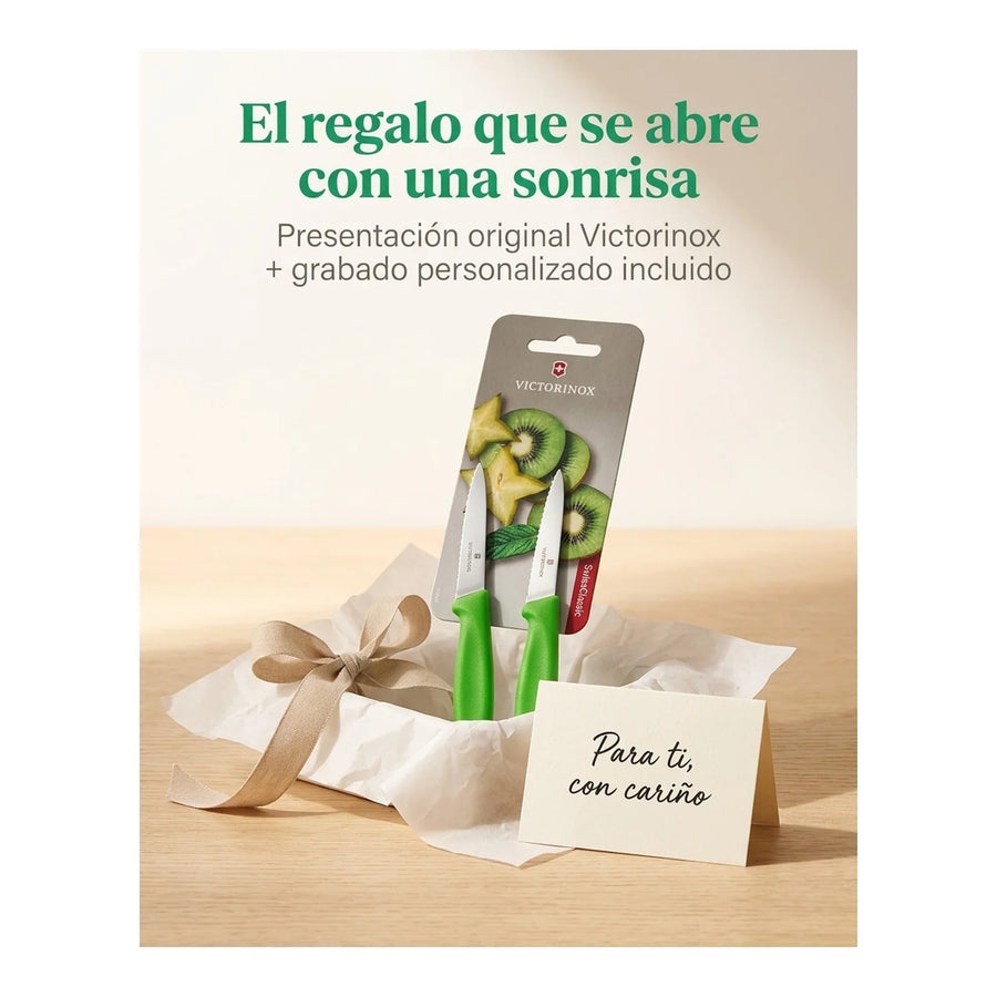 Cuchillos Verdura Dentado Verde Victorinox 6.7636.l114b + Grabado Personalizado