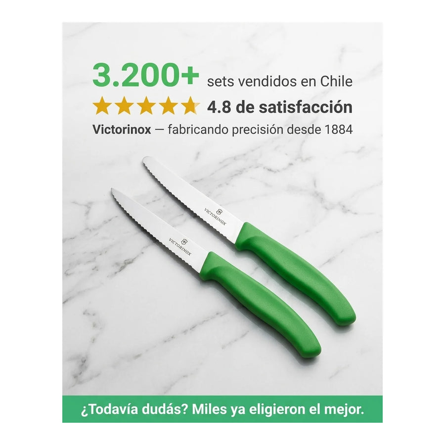 Cuchillos Verdura Dentado Verde Victorinox 6.7636.l114b + Grabado Personalizado