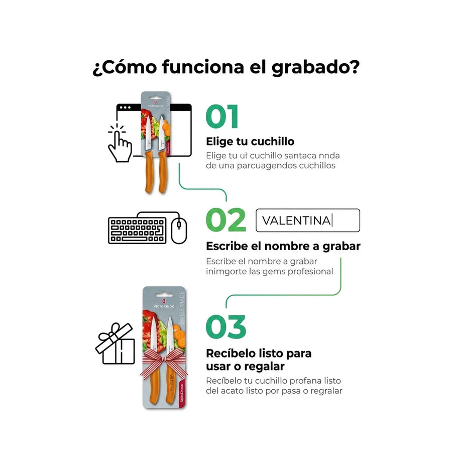 Cuchillos Verdura Naranjo. Hoja 10cm Victorinox 6.7796.l9b + Grabado Personalizado