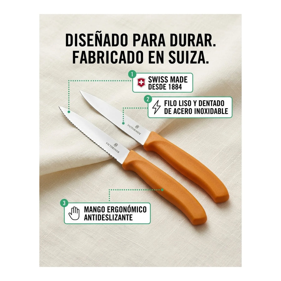 Cuchillos Verdura Naranjo. Hoja 10cm Victorinox 6.7796.l9b + Grabado Personalizado