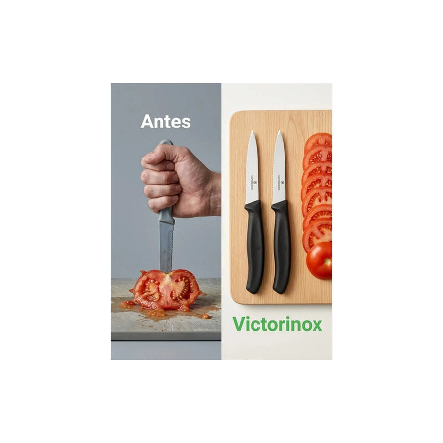 Cuchillos Verdura Swiss Classic Dentado Negro Victorinox + Grabado Personalizado